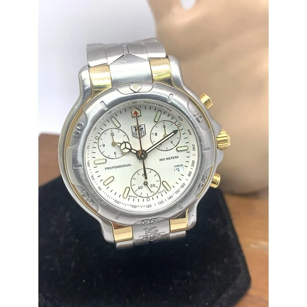 Tag Heuer Men's Watch CH1150-0 Swiss Quartz Chronograph 18k Yellow Gold Steel